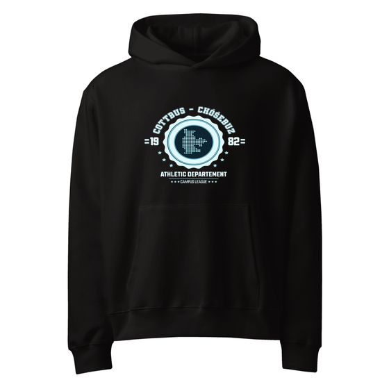 Cottbus - Chóśebuz Hoodie mit Varsity Hero-Design (Schwarz)