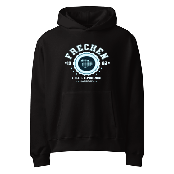 Frechen Hoodie mit Varsity Hero-Design (Schwarz)