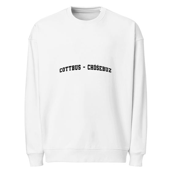 Cottbus - Chóśebuz Sweatshirt mit Varsity3-Design (Weiß)