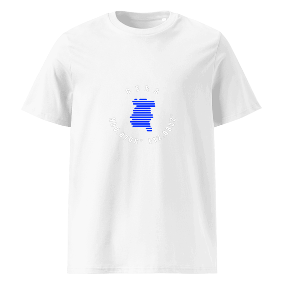 Gera T-Shirt mit Minimal Coordinates-Design (Weiß)