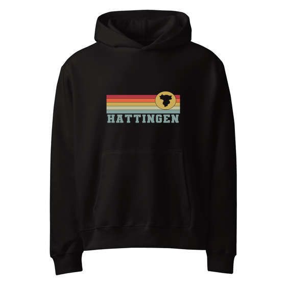 Hattingen Hoodie mit Varsity Rainbow-Design (Schwarz)