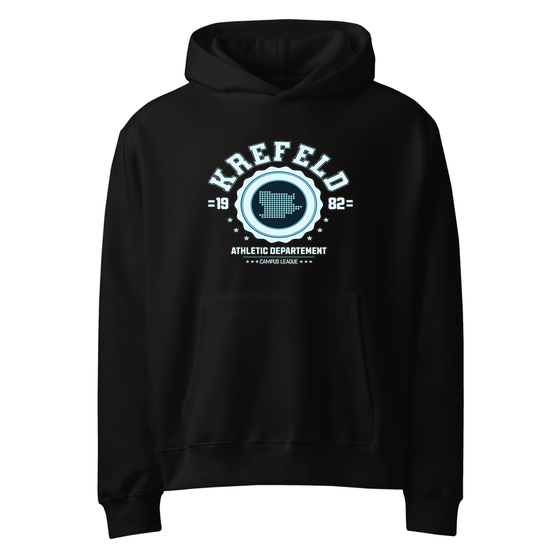 Krefeld Hoodie mit Varsity Hero-Design (Schwarz)