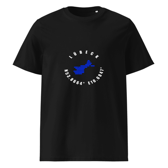Lübeck T-Shirt mit Minimal Coordinates-Design (Schwarz)