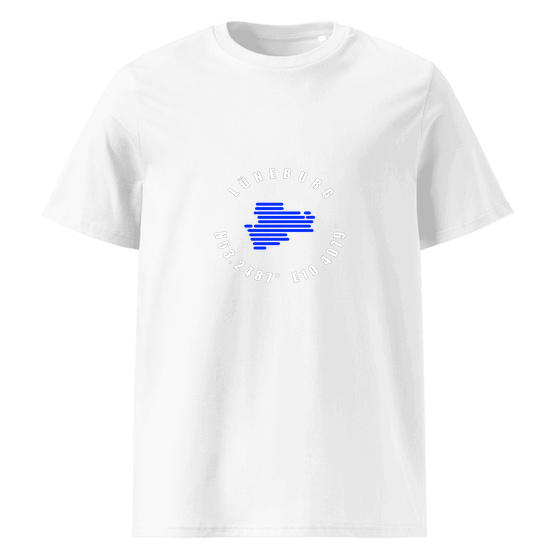 Lüneburg T-Shirt mit Minimal Coordinates-Design (Weiß)