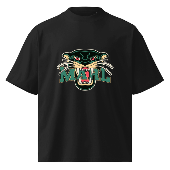Marl T-Shirt mit Panther-Design (Schwarz)