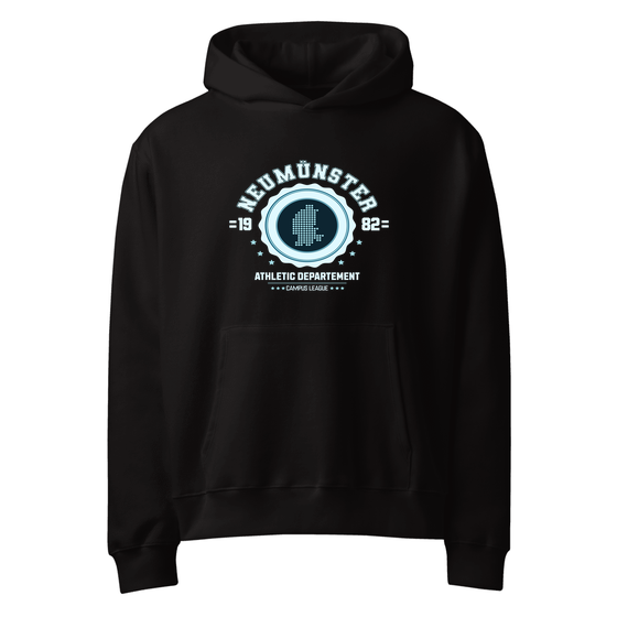 Neumünster Hoodie mit Varsity Hero-Design (Schwarz)