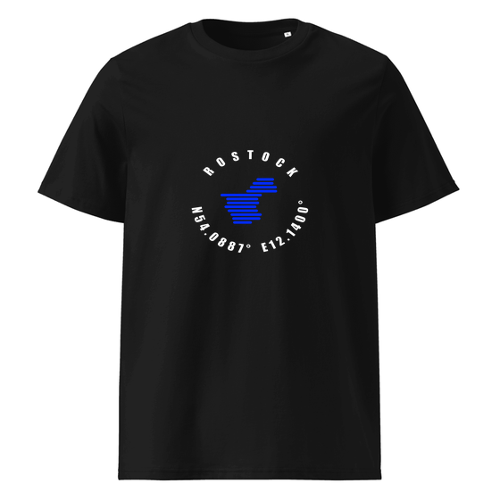 Rostock T-Shirt mit Minimal Coordinates-Design (Schwarz)