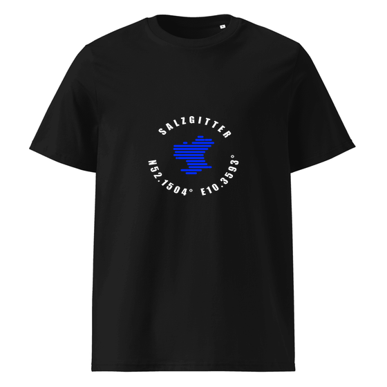 Salzgitter T-Shirt mit Minimal Coordinates-Design (Schwarz)