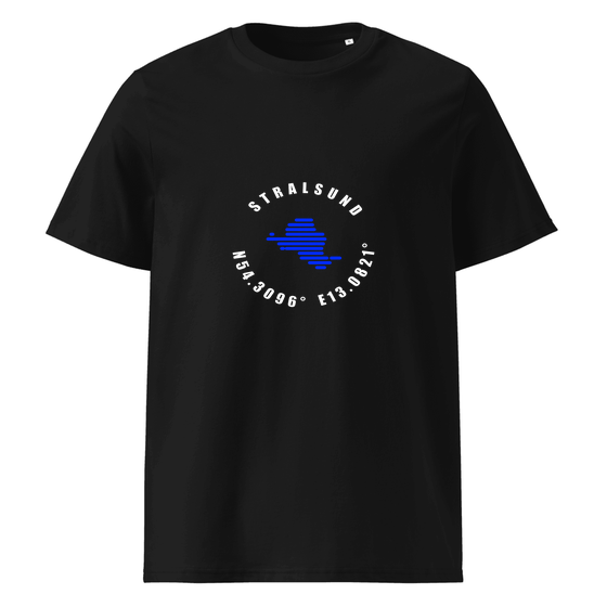 Stralsund T-Shirt mit Minimal Coordinates-Design (Schwarz)
